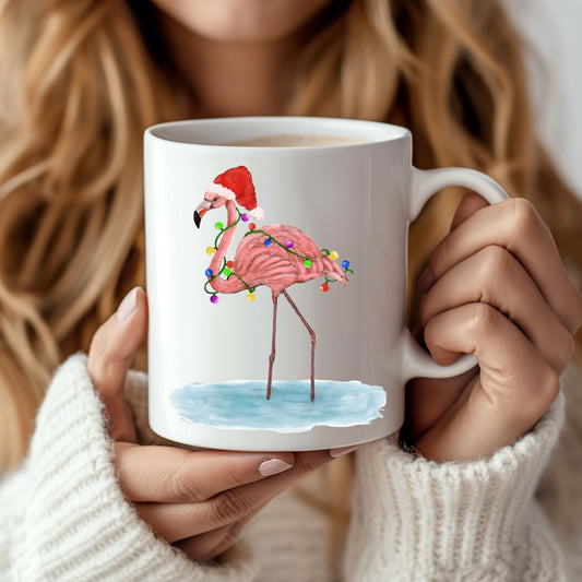 Christmas Flamingo Mug - MerikaArt