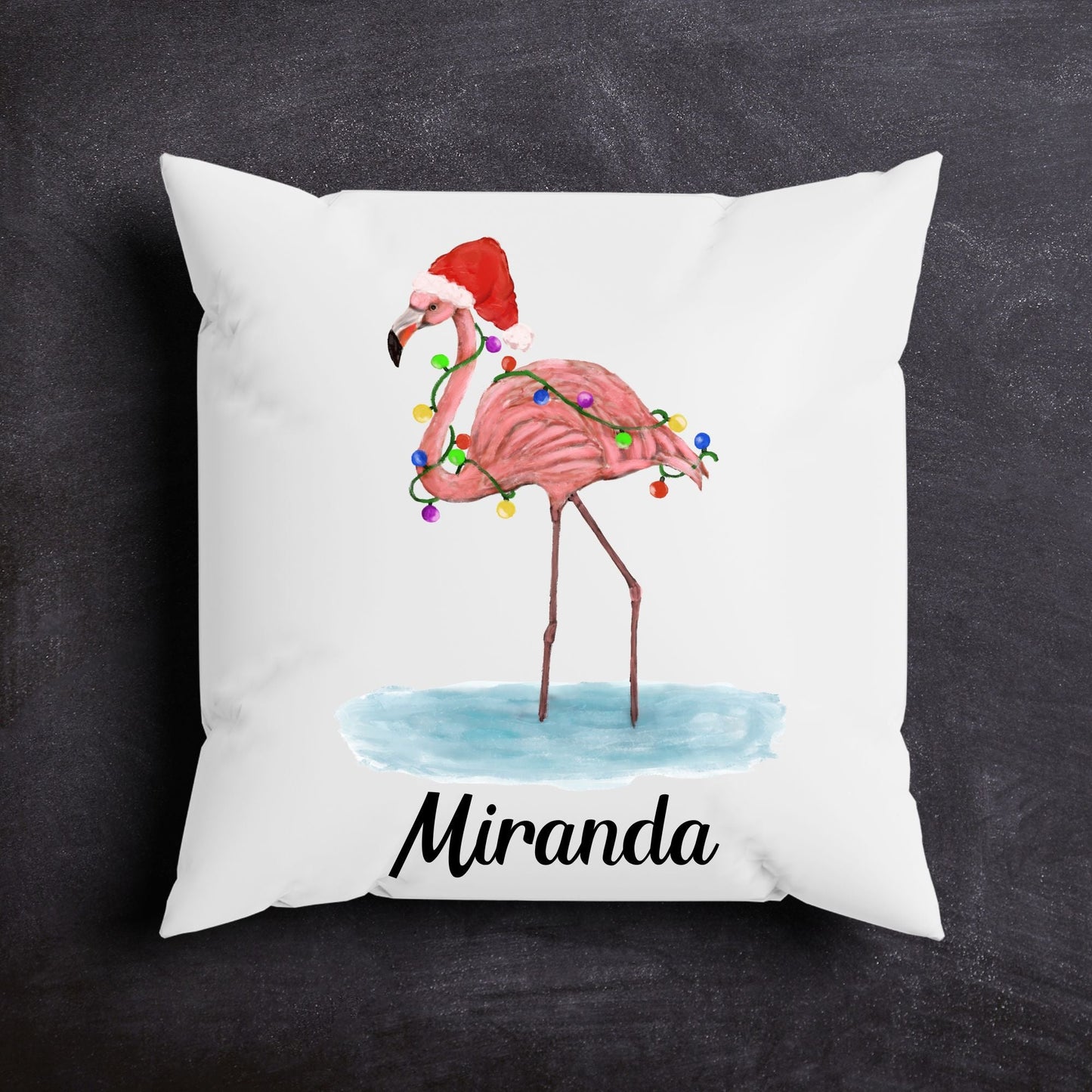 Christmas Flamingo Pillow - MerikaArt