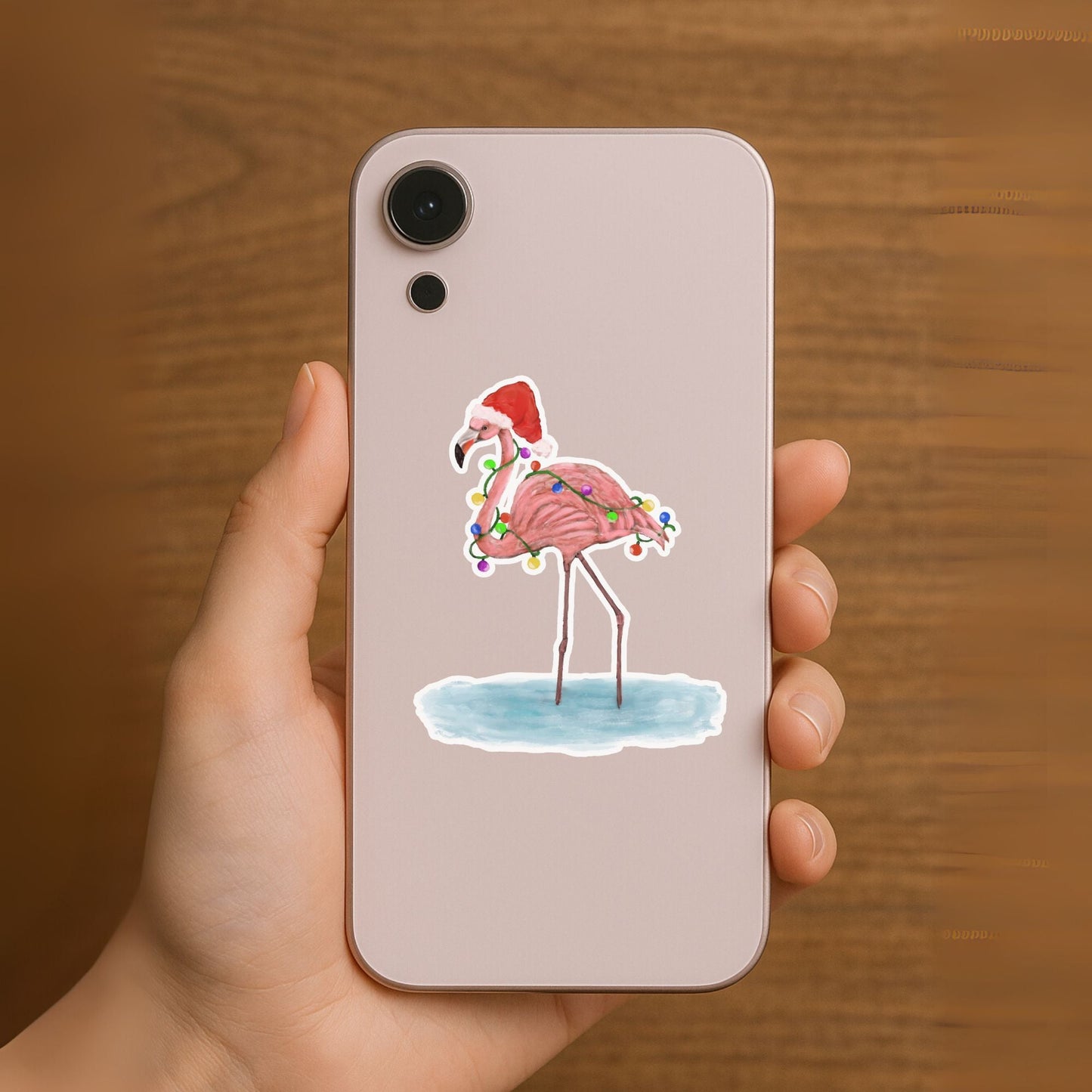 Christmas Flamingo Sticker - MerikaArt