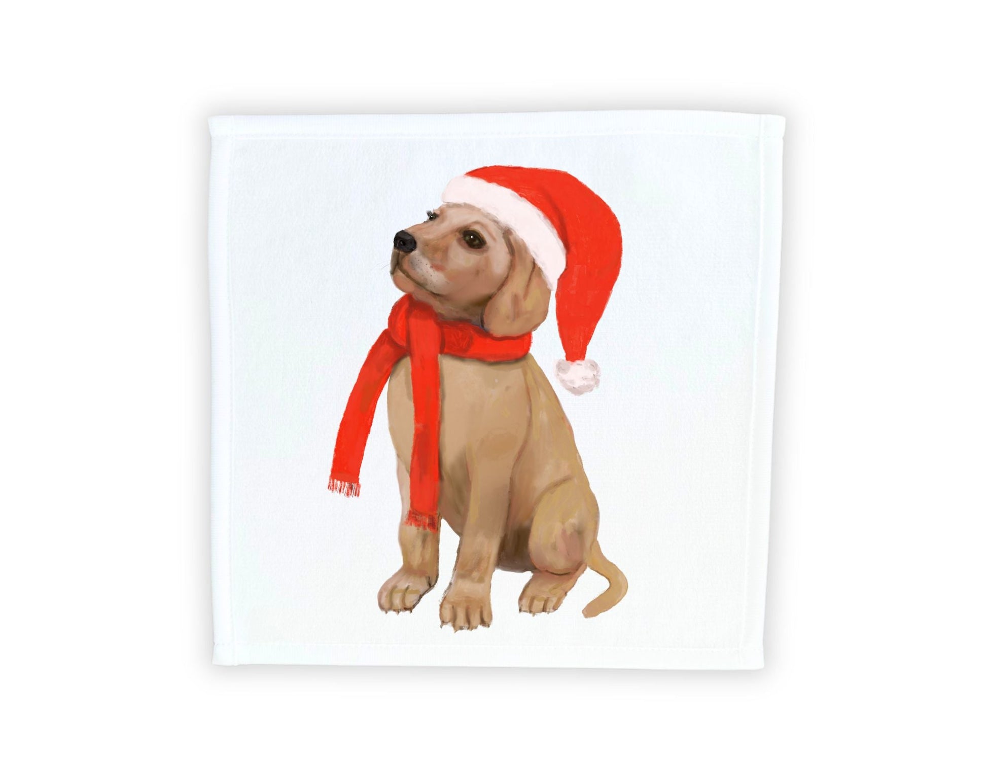Christmas Golden Puppy Washcloth - MerikaArt