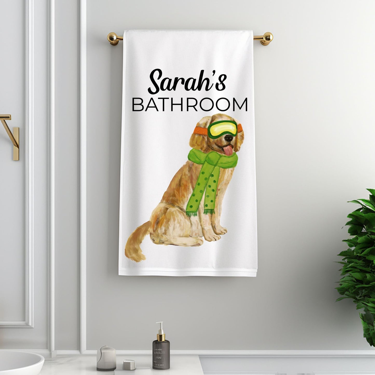 Christmas Golden Retriever Bathroom Towel - MerikaArt