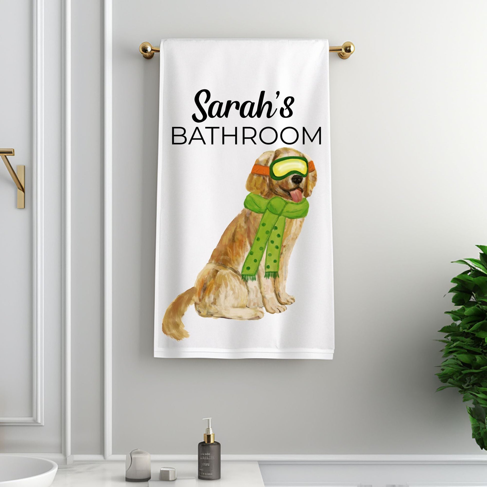 Christmas Golden Retriever Bathroom Towel - MerikaArt