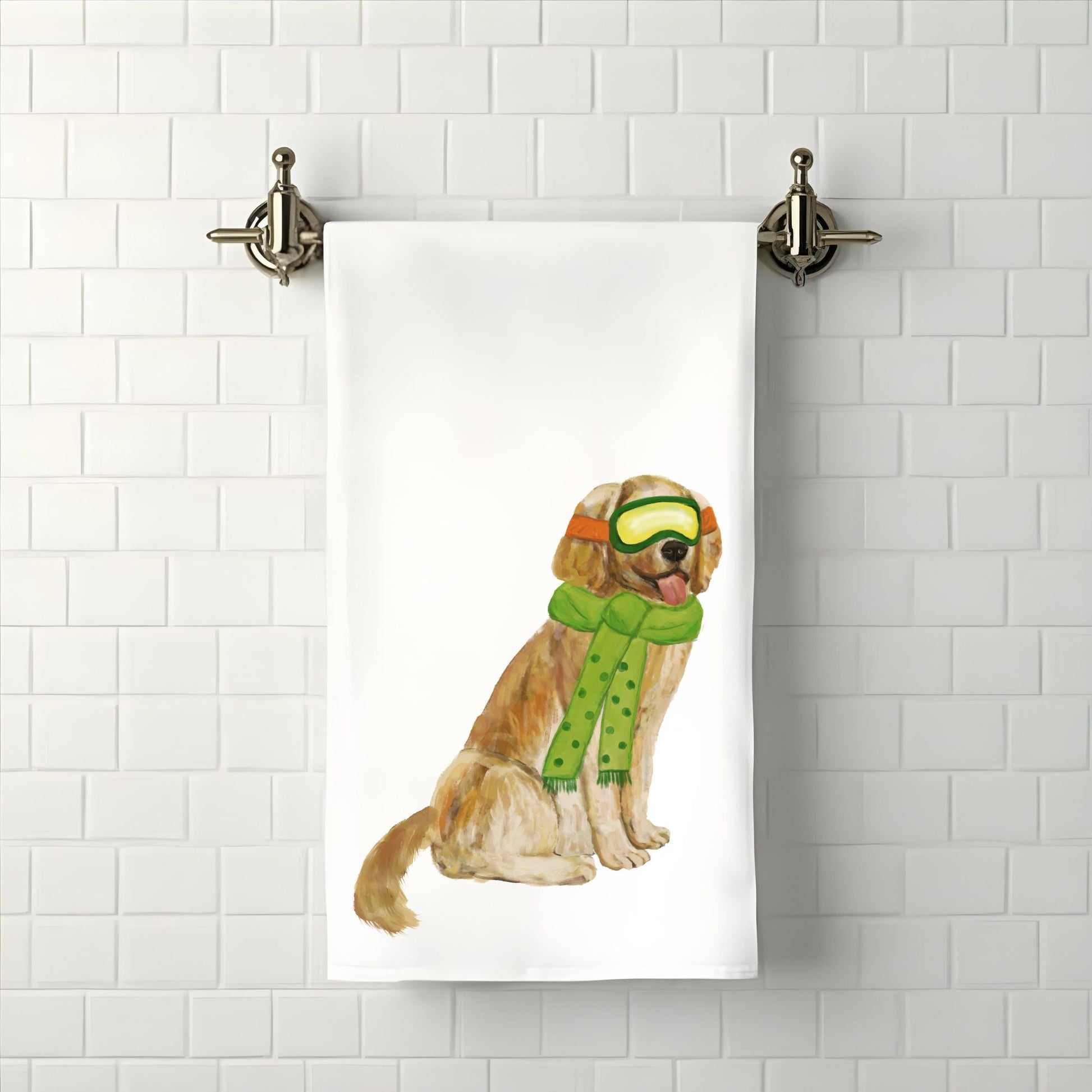 Christmas Golden Retriever Bathroom Towel - MerikaArt
