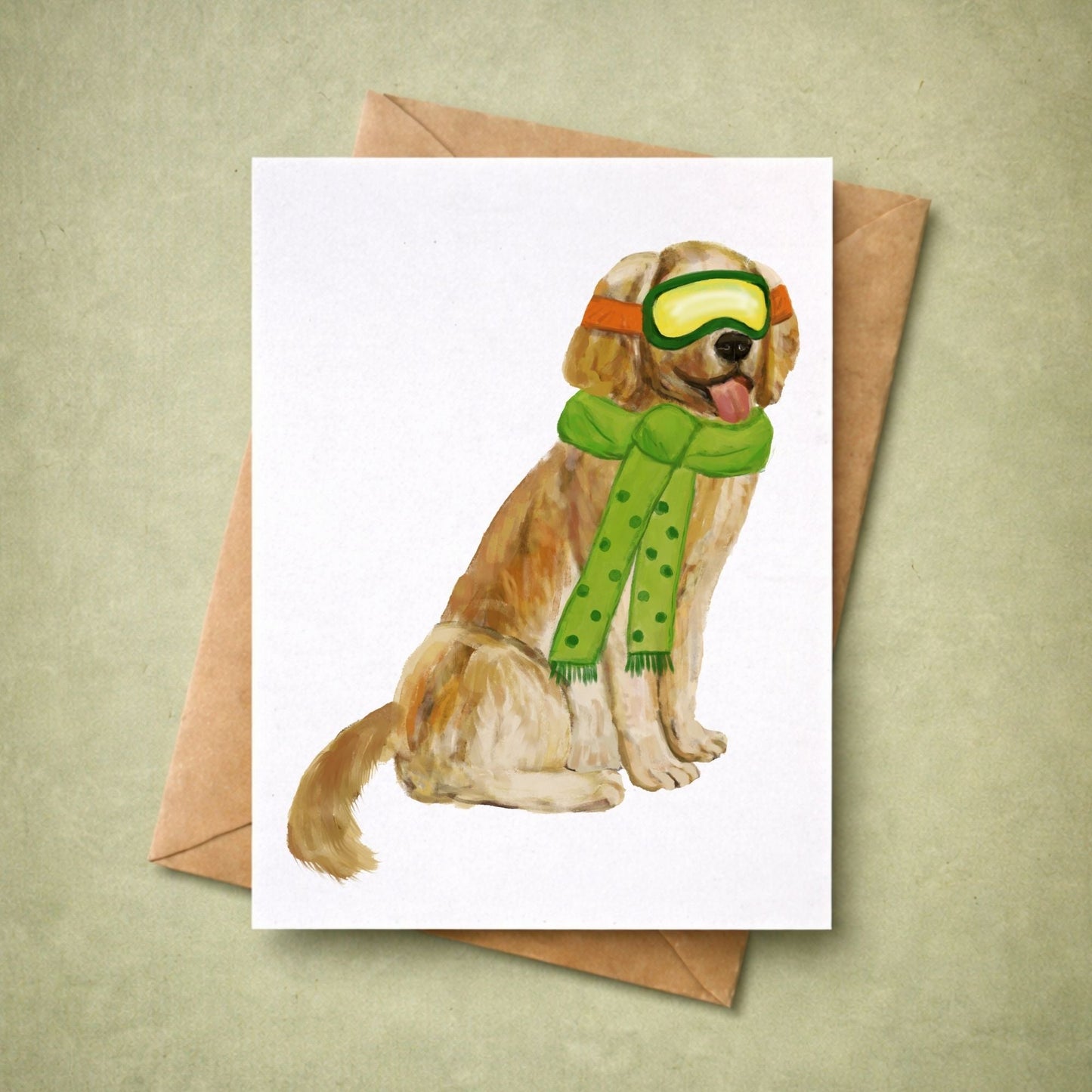 Christmas Golden Retriever Dog Postcard - MerikaArt