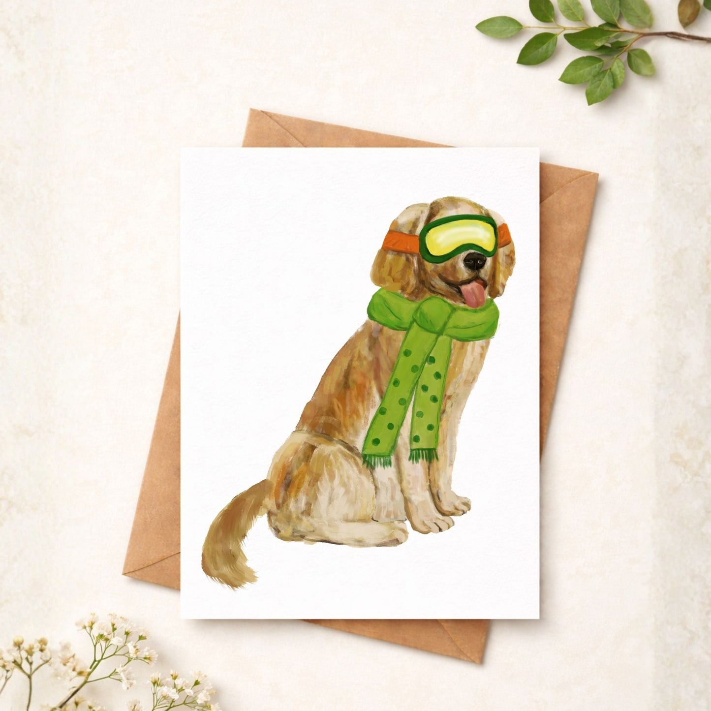 Christmas Golden Retriever Dog Postcard - MerikaArt