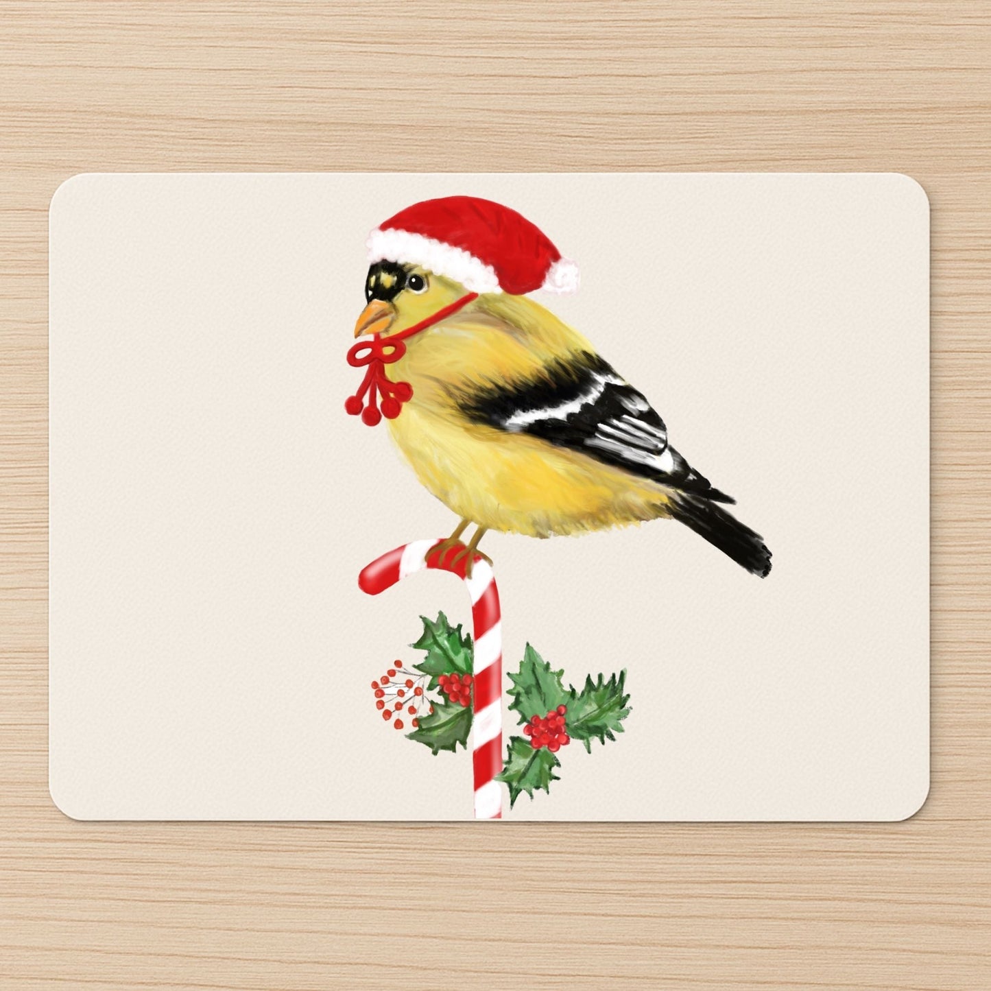 Christmas Goldfinch Mousepad - MerikaArt