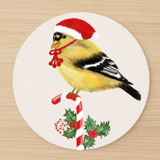 Christmas Goldfinch Mousepad - MerikaArt