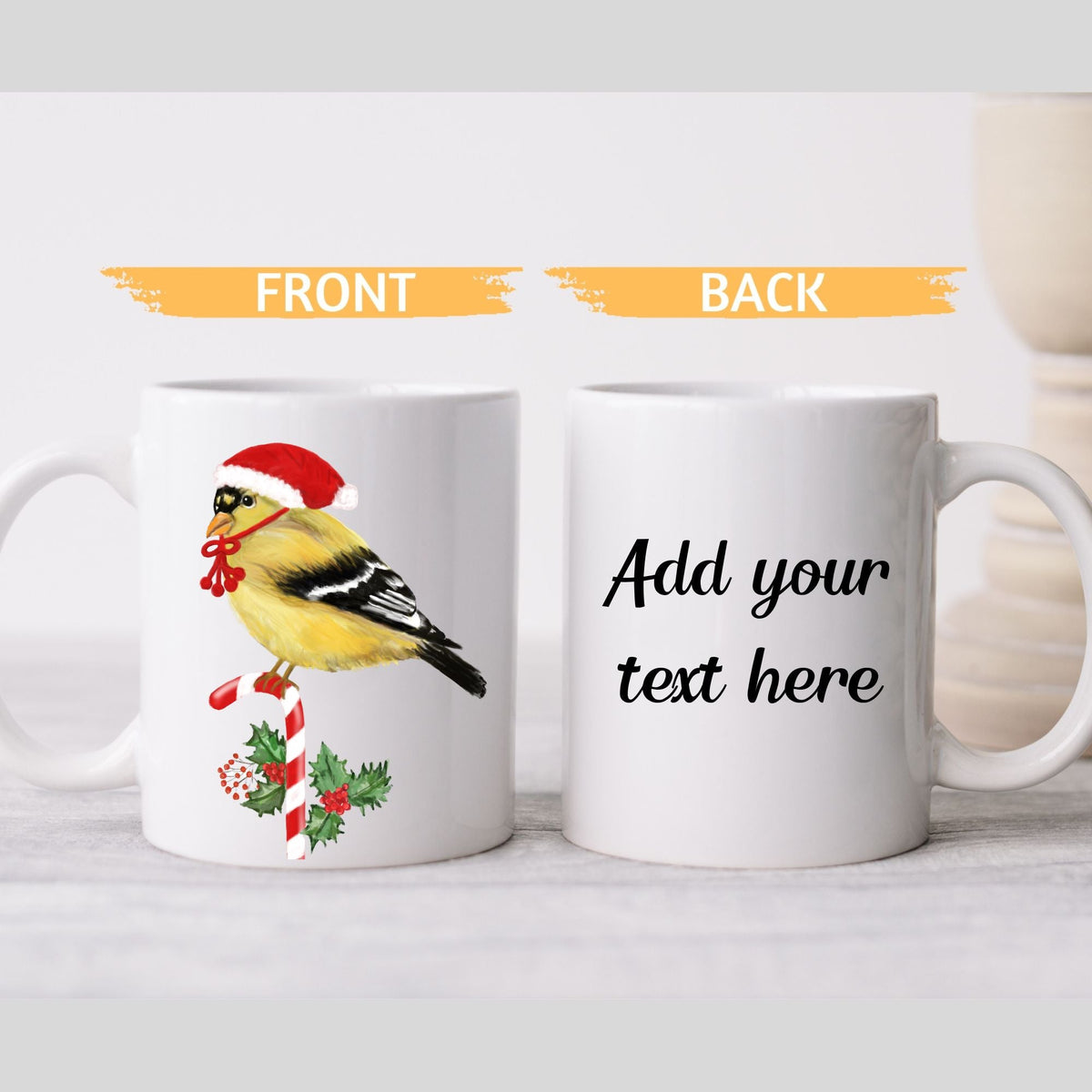Christmas Goldfinch Mug - MerikaArt