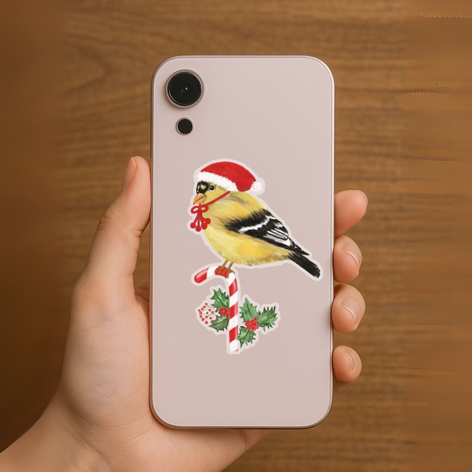 Christmas Goldfinch Sticker - MerikaArt