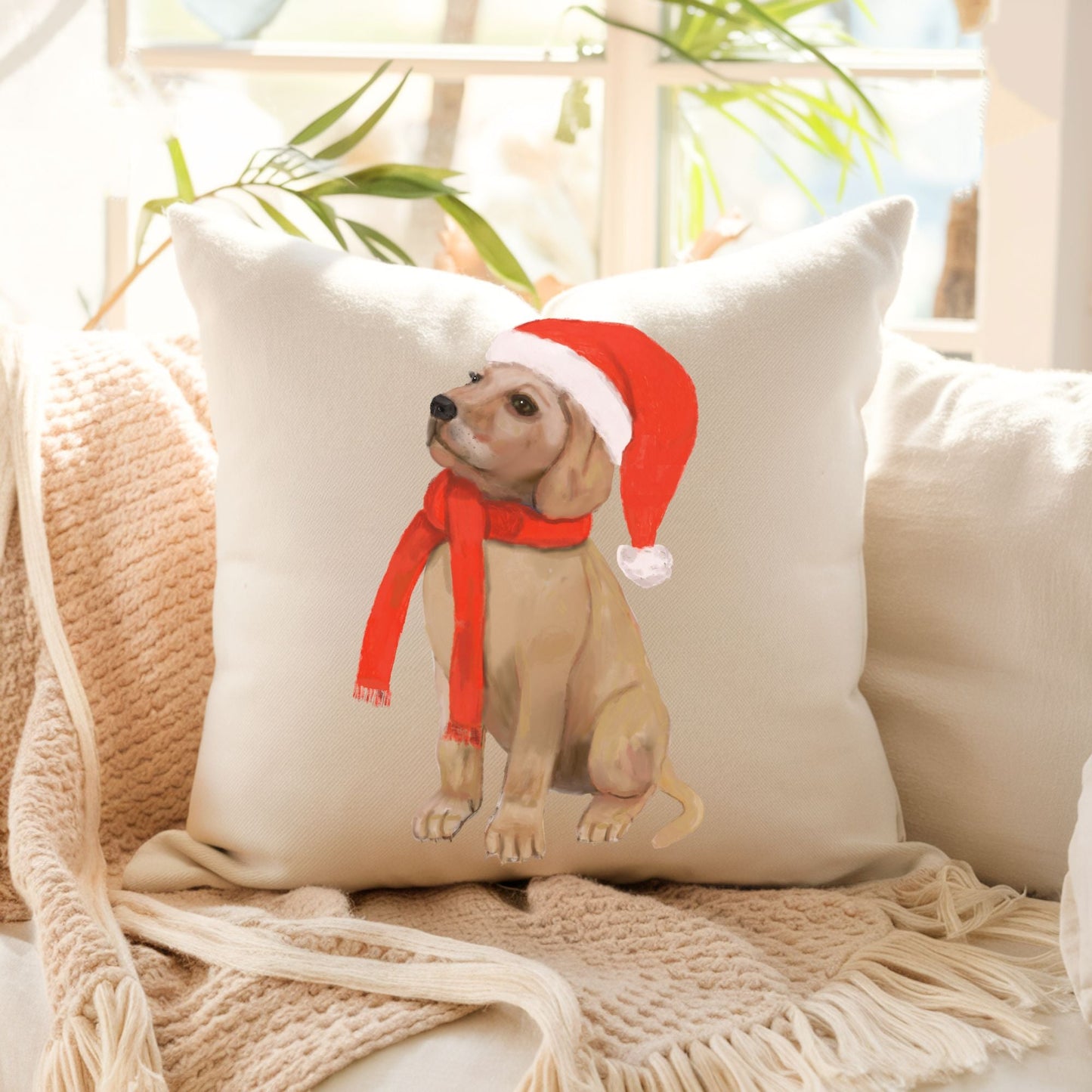 Christmas Labrador Pillow - MerikaArt