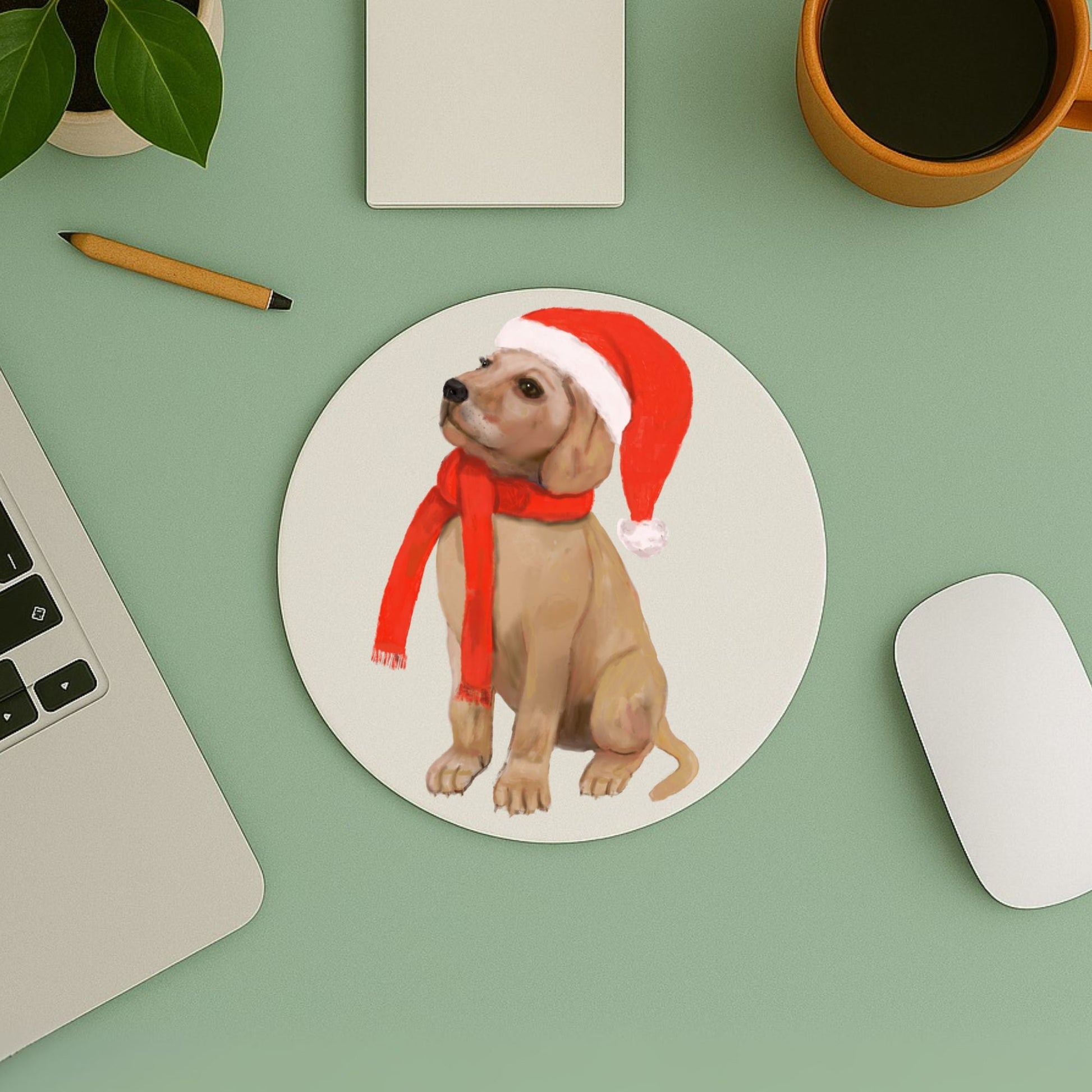 Christmas Labrador Puppy Mousepad - MerikaArt