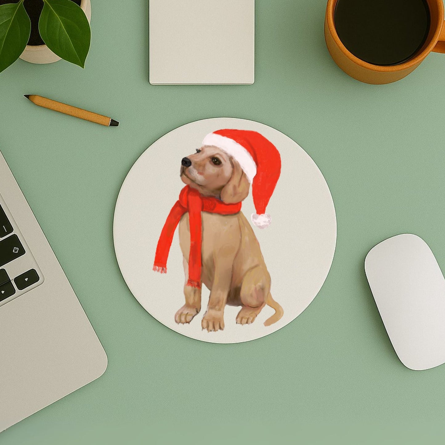 Christmas Labrador Puppy Mousepad - MerikaArt