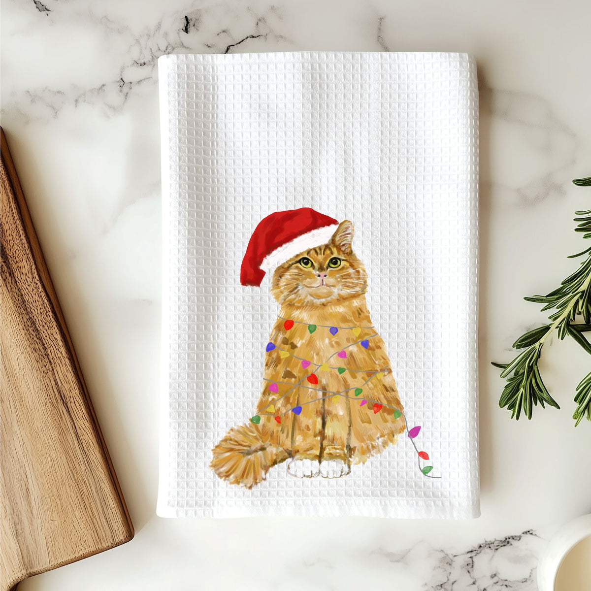 Christmas Orange Cat Kitchen Towel - MerikaArt