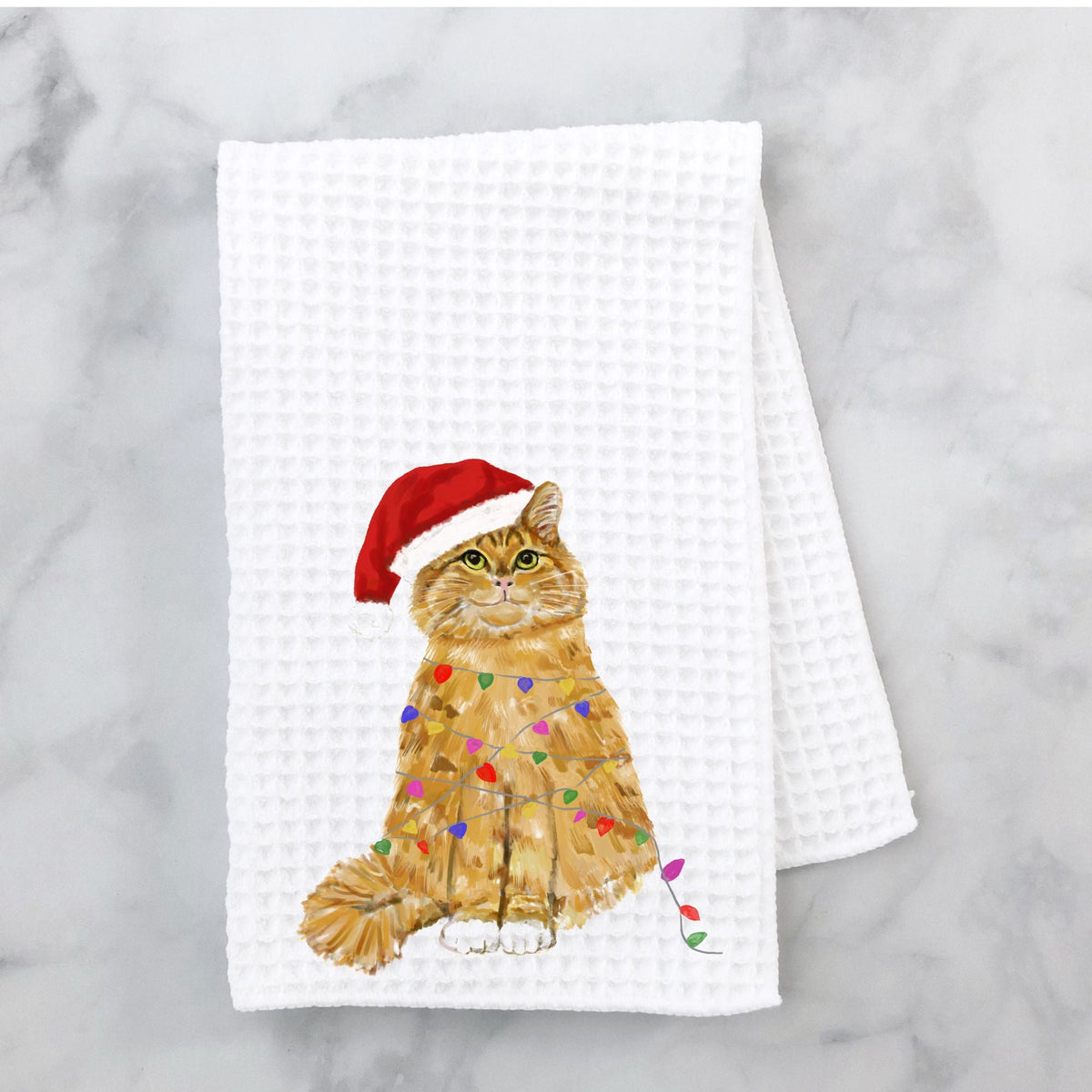 Christmas Orange Cat Kitchen Towel - MerikaArt