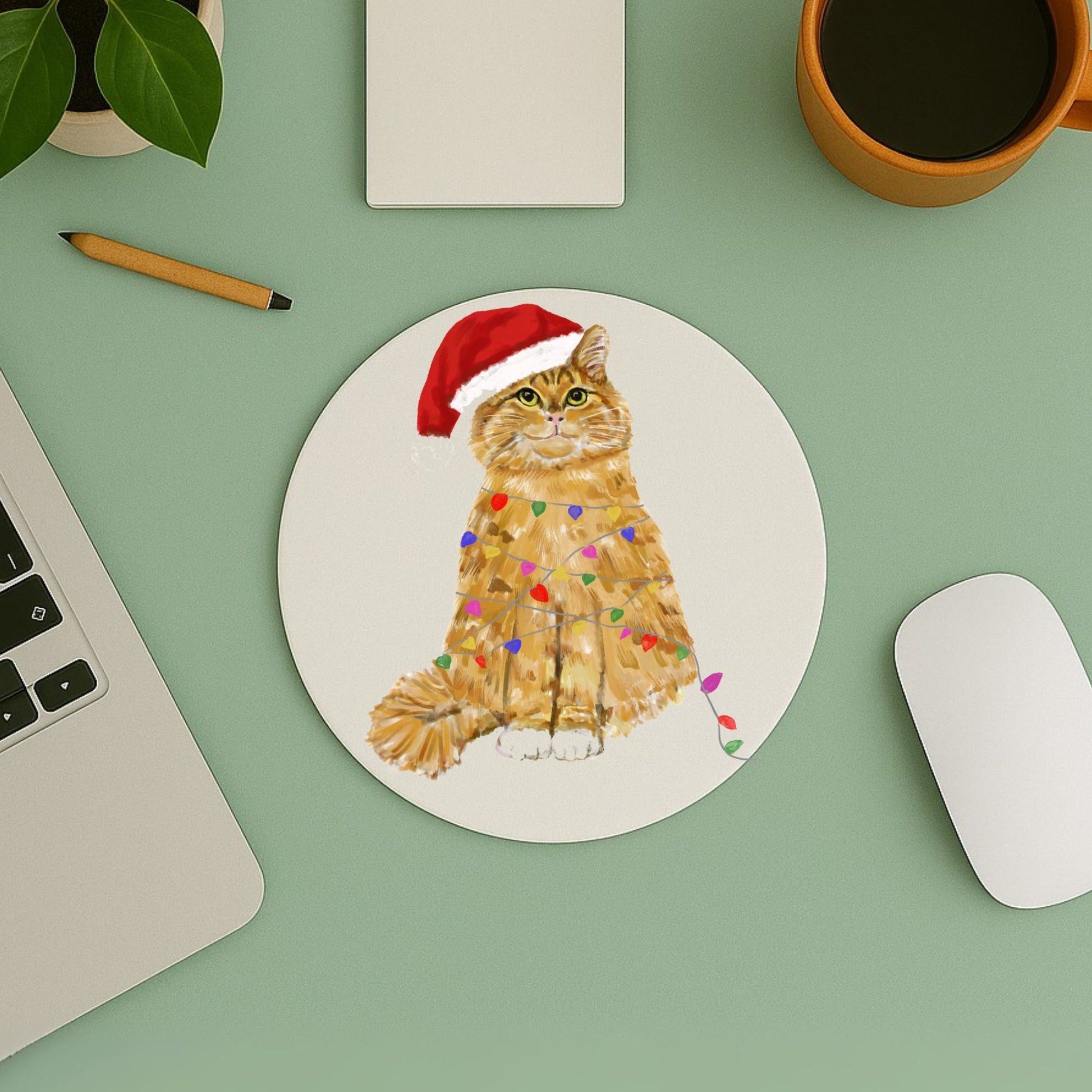 Christmas Orange Cat Mousepad - MerikaArt