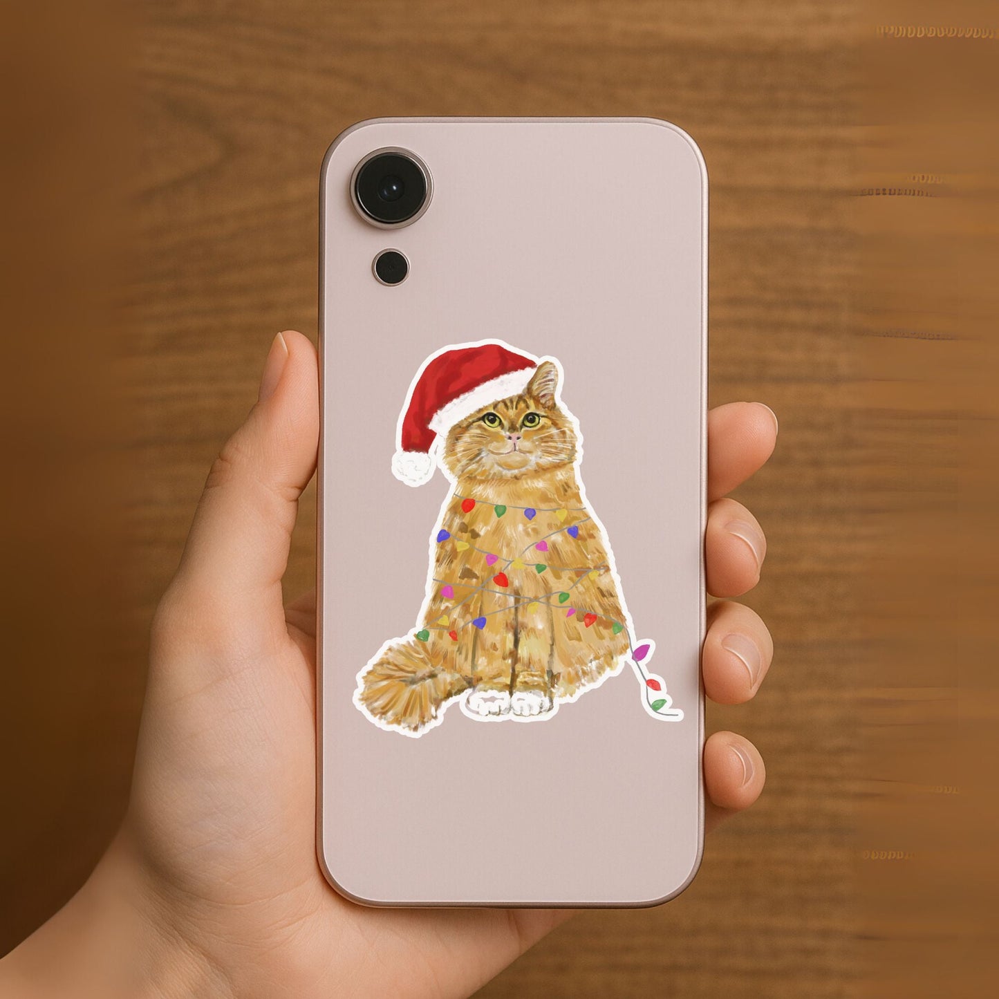 Christmas Orange Cat Sticker - MerikaArt