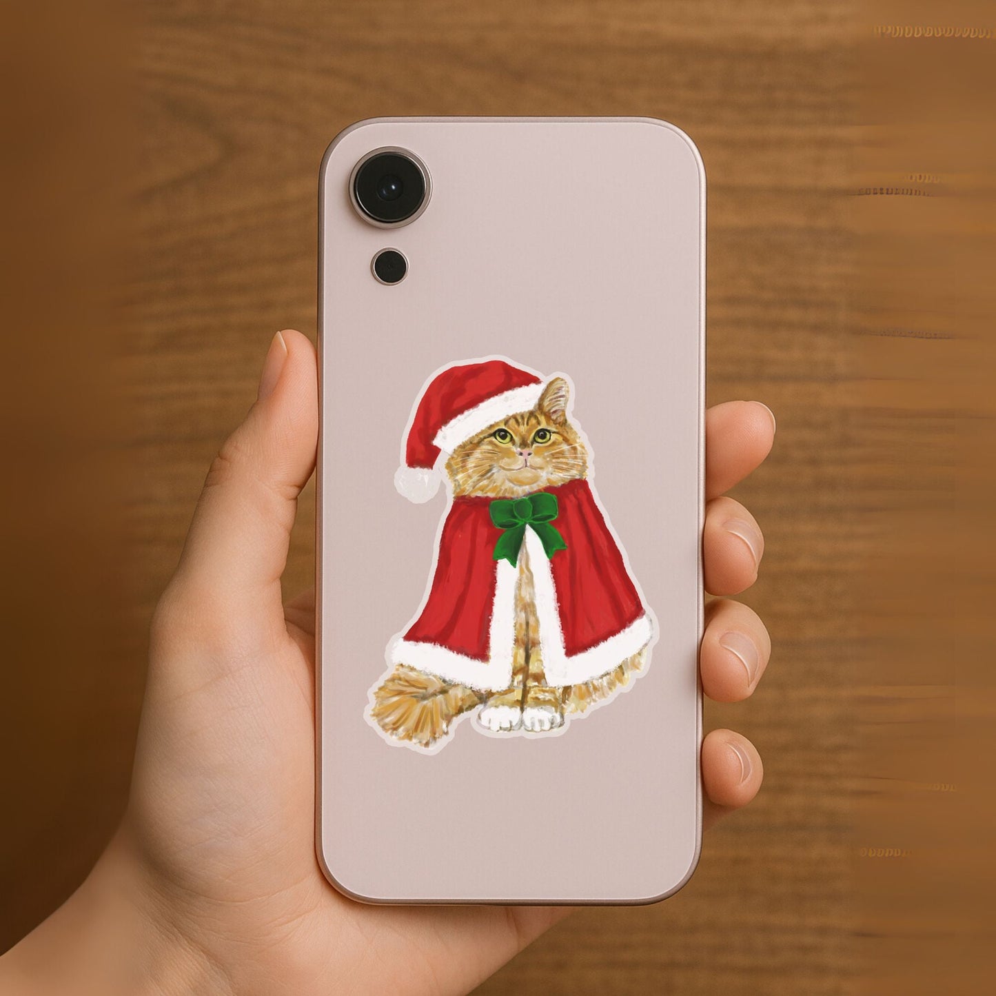 Christmas Orange Cat Sticker - MerikaArt