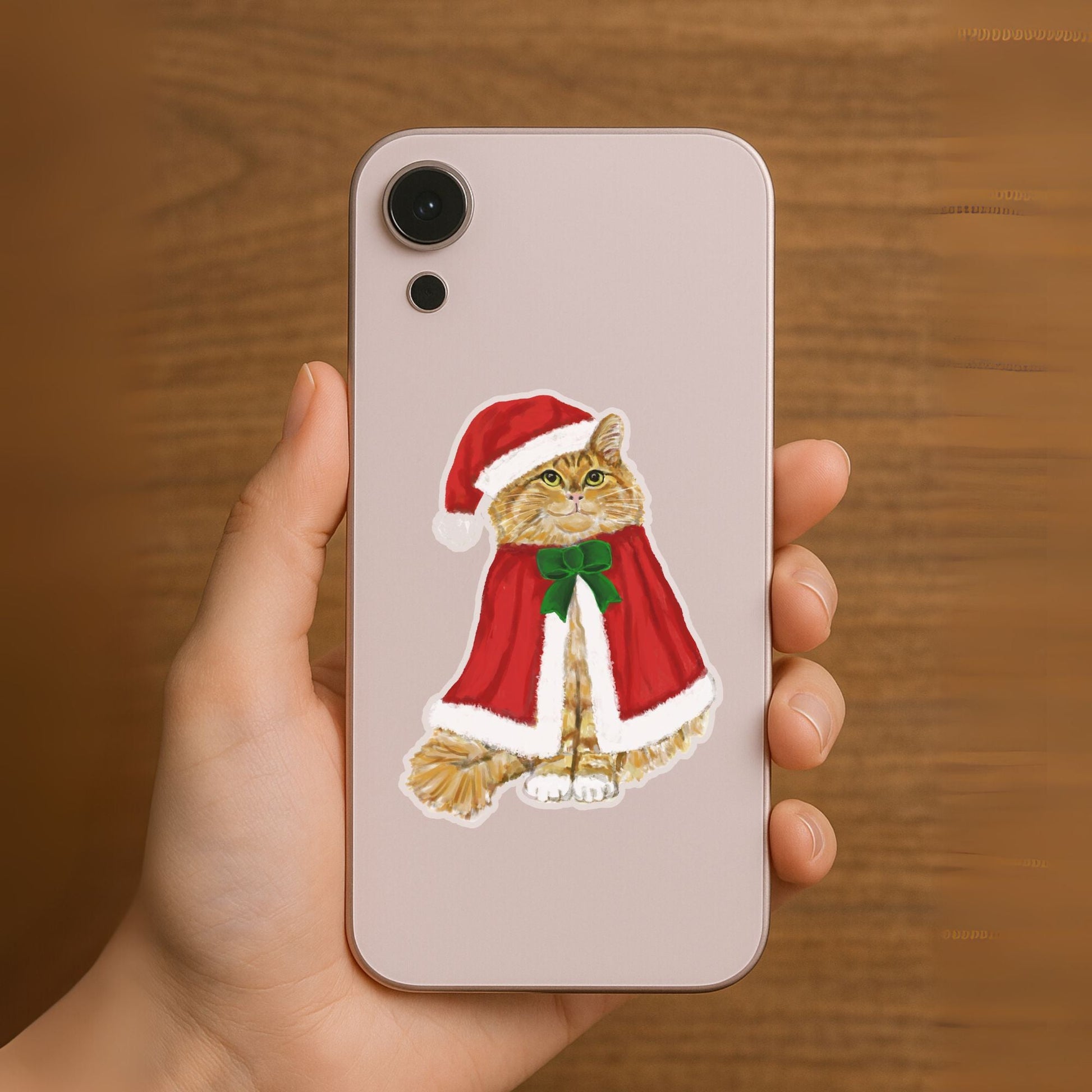 Christmas Orange Cat Sticker - MerikaArt