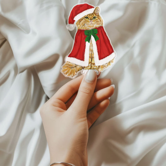 Christmas Orange Cat Sticker - MerikaArt