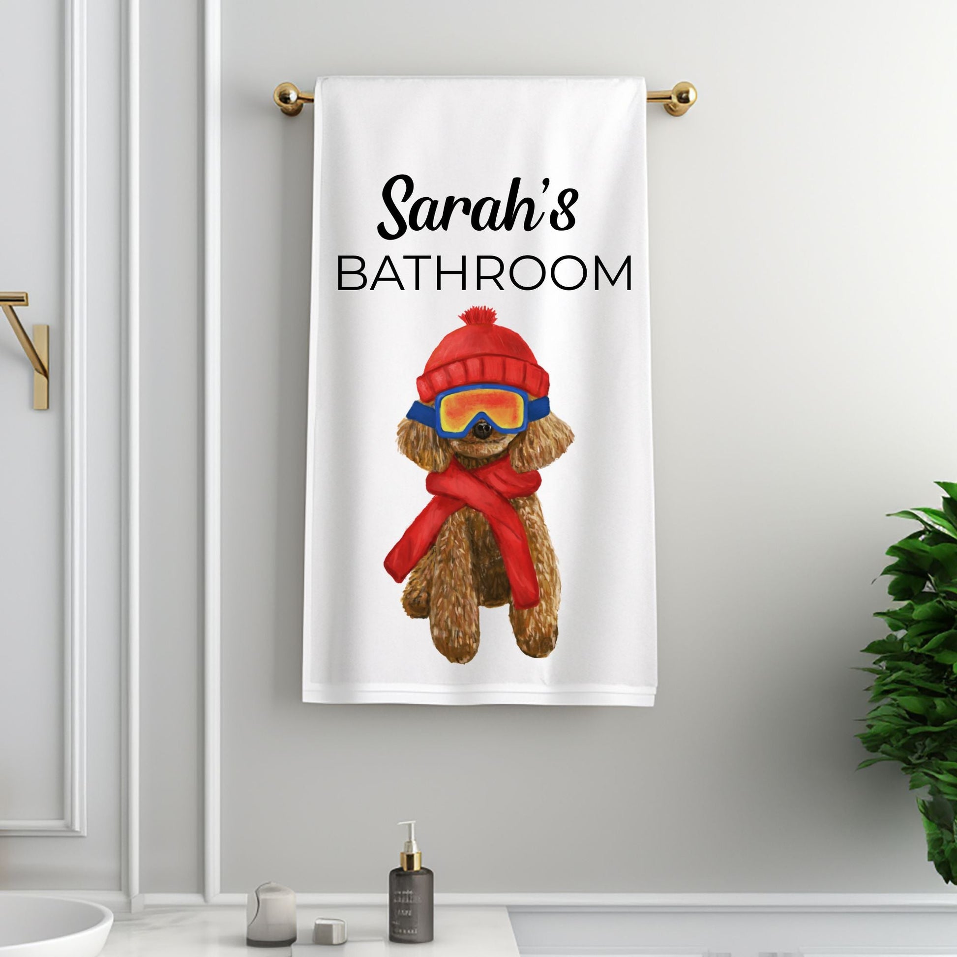 Christmas Poodle Dog Bathroom Towel - MerikaArt