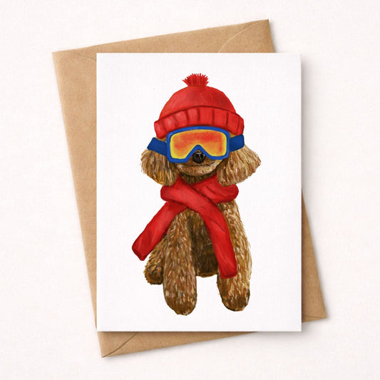 Christmas Poodle Dog Postcard - MerikaArt