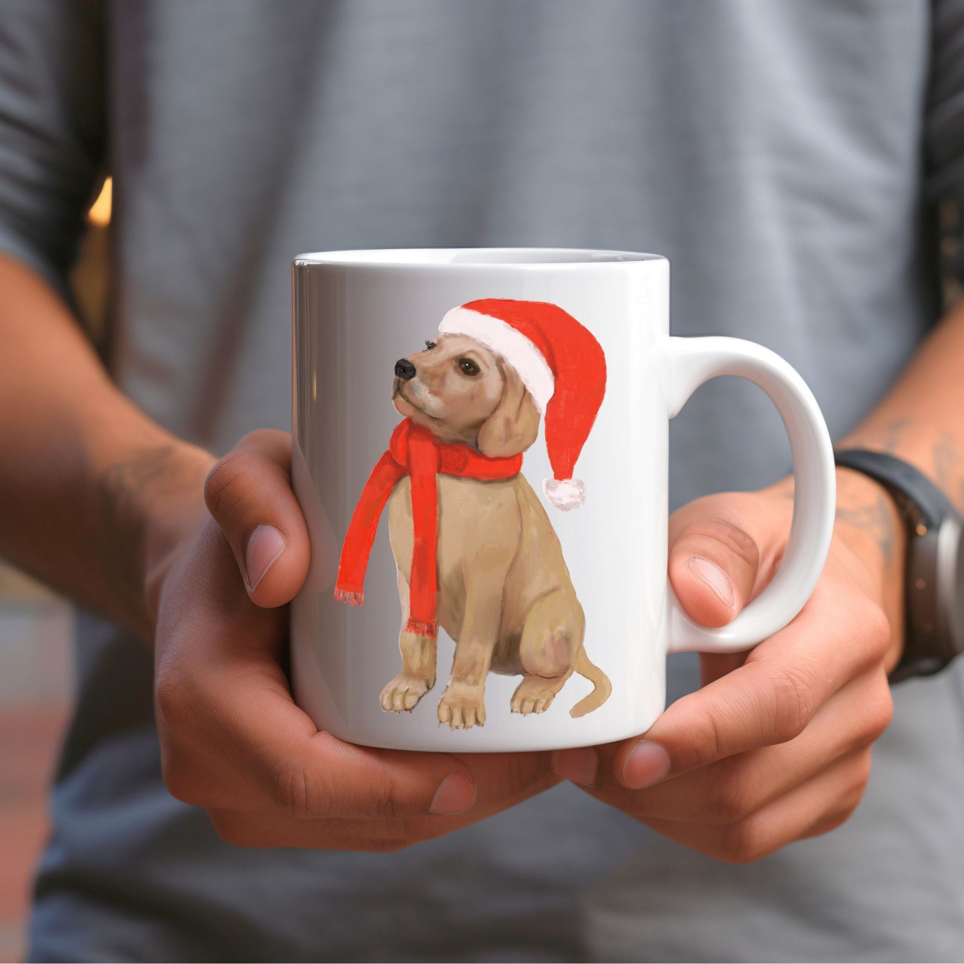 Christmas Puppy Mug - MerikaArt