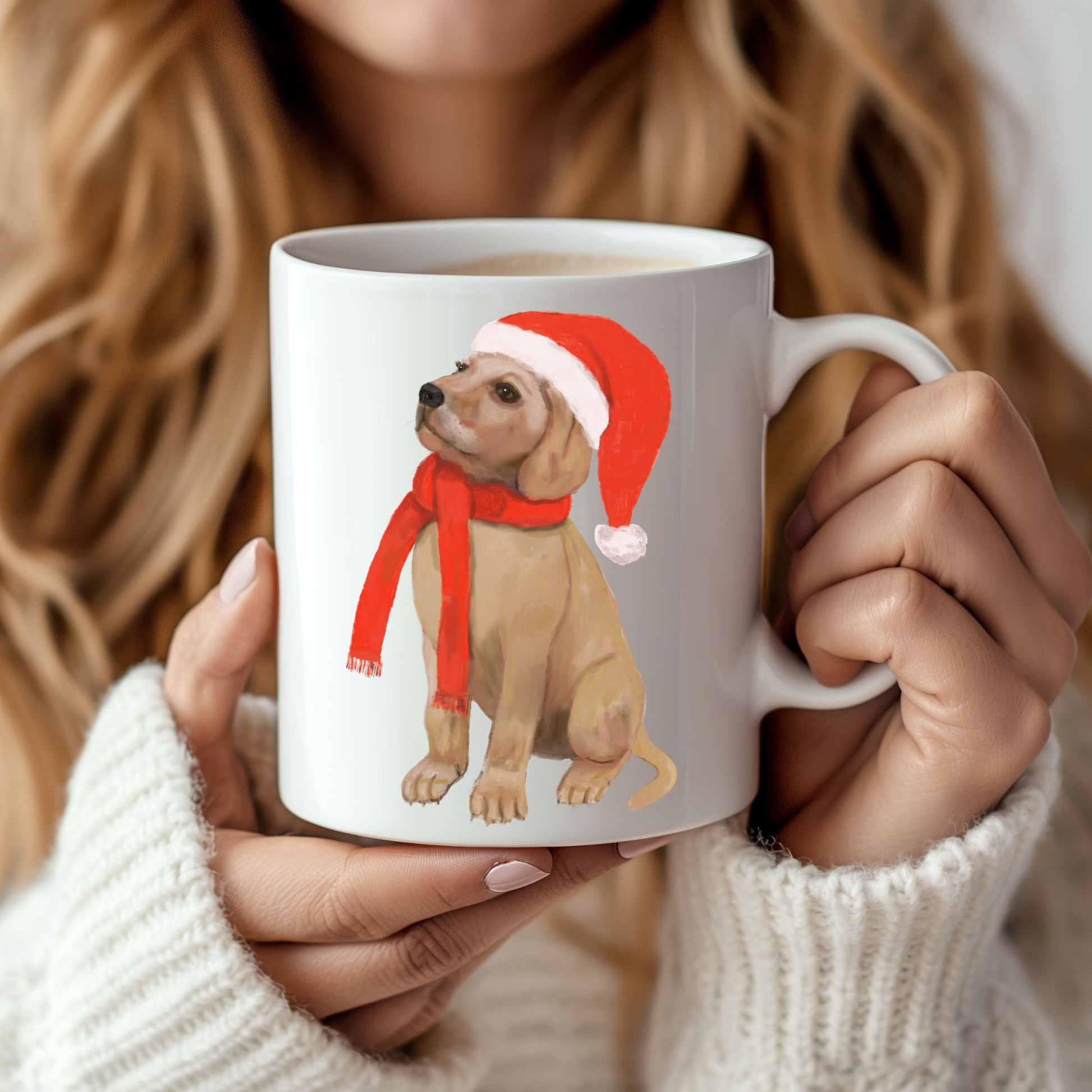 Christmas Puppy Mug - MerikaArt