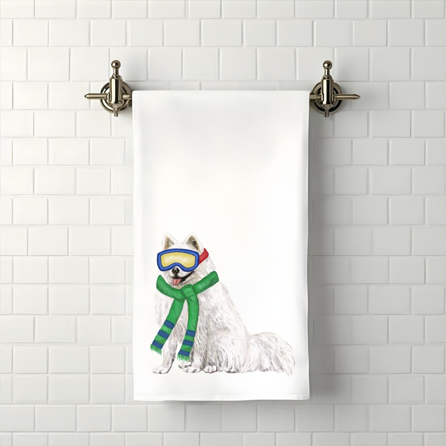 Christmas Samoyed Dog Bathroom Towel - MerikaArt
