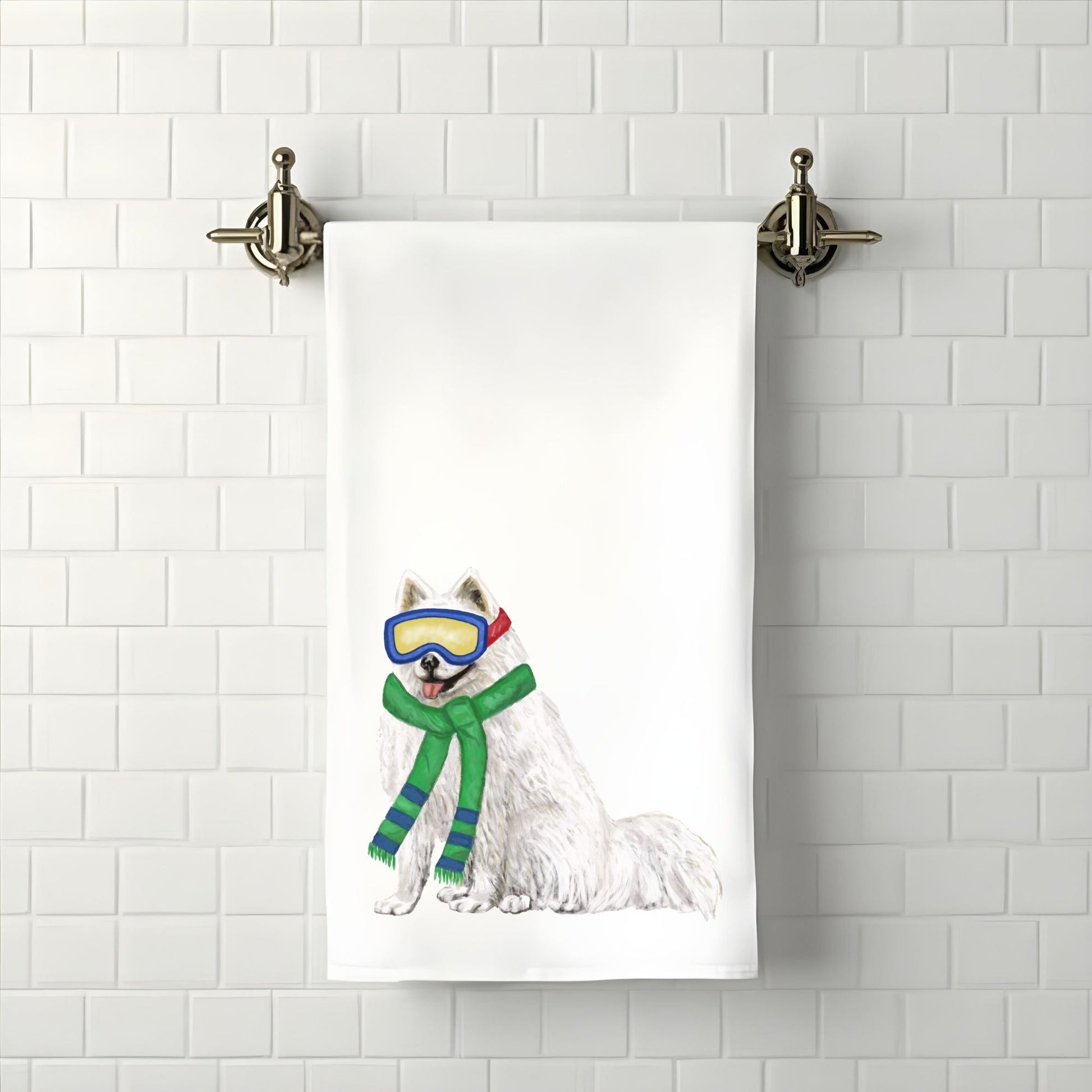 Christmas Samoyed Dog Bathroom Towel - MerikaArt