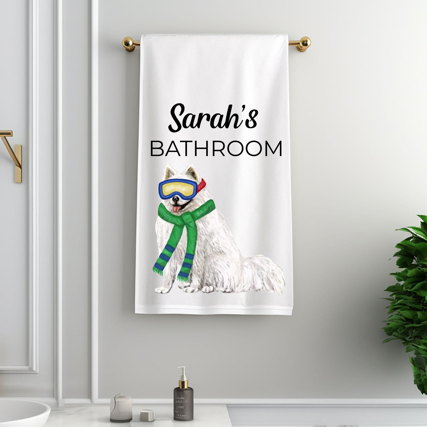 Christmas Samoyed Dog Bathroom Towel - MerikaArt