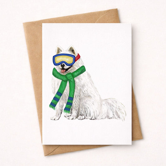 Christmas Samoyed Dog Postcard - MerikaArt