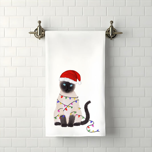 Christmas Siamese Cat Bathroom Towel - MerikaArt