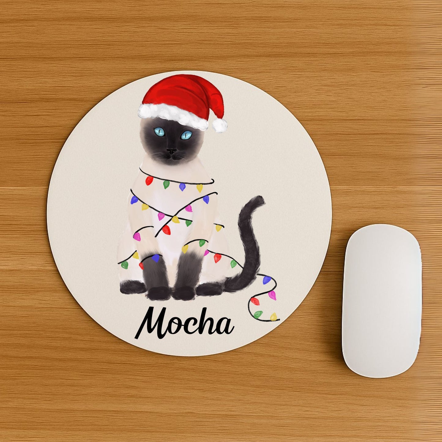 Christmas Siamese Cat Mousepad - MerikaArt