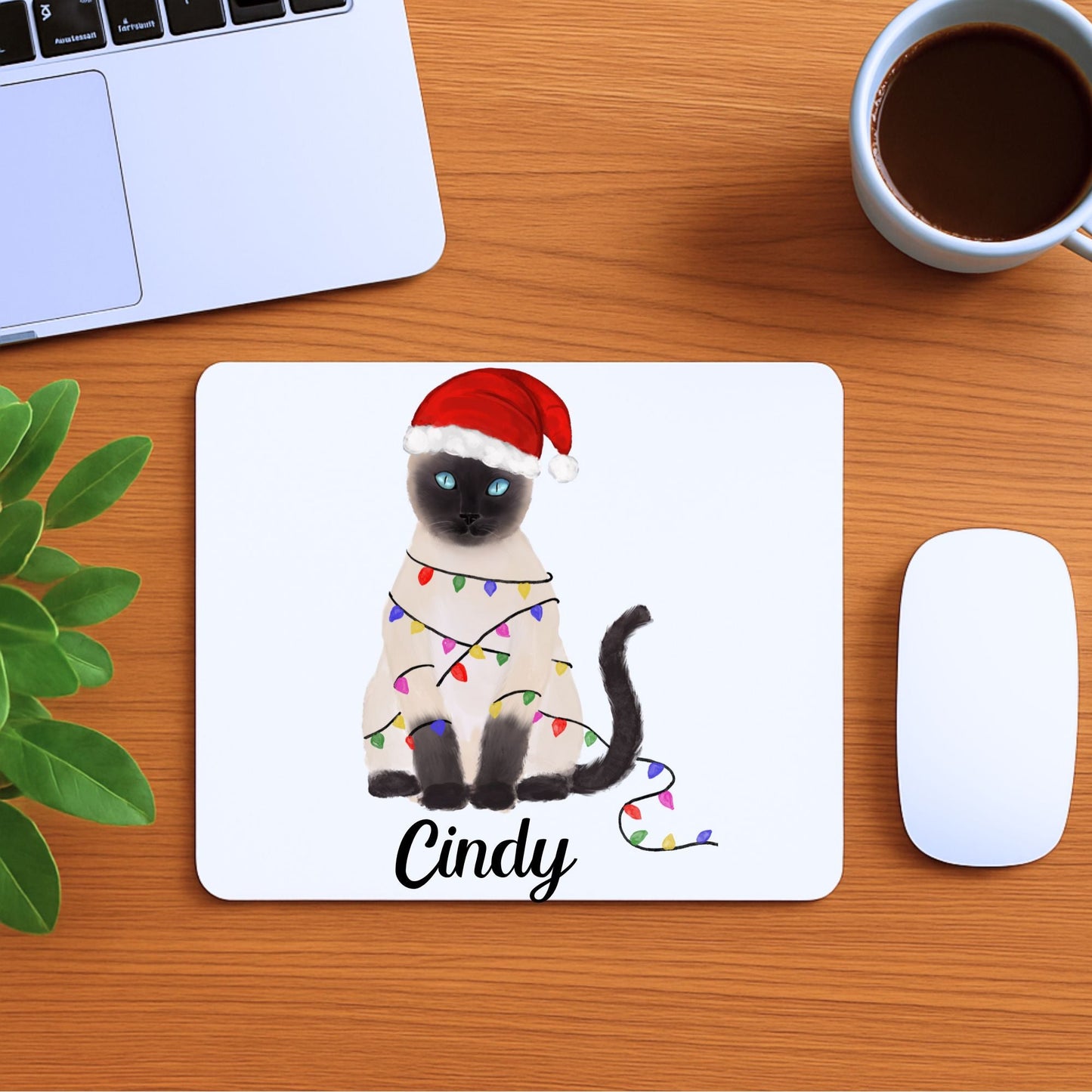 Christmas Siamese Cat Mousepad - MerikaArt