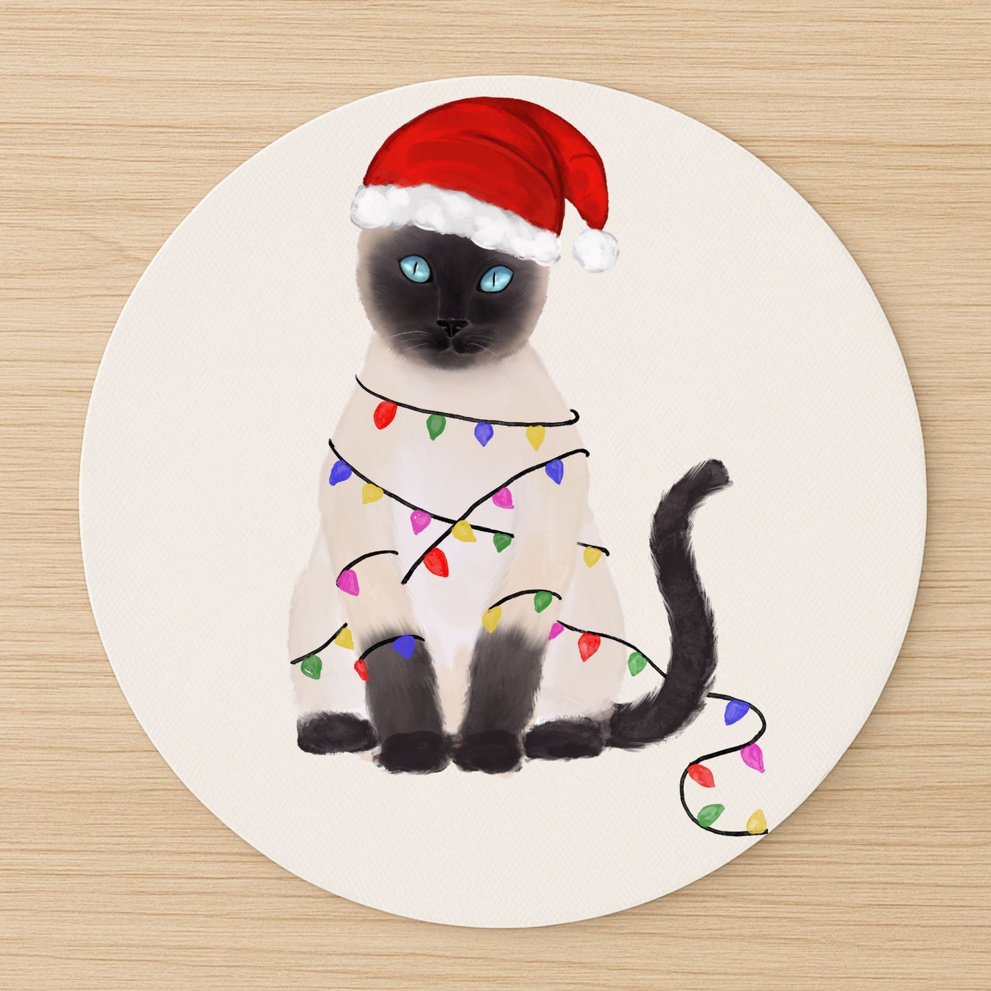 Christmas Siamese Cat Mousepad - MerikaArt