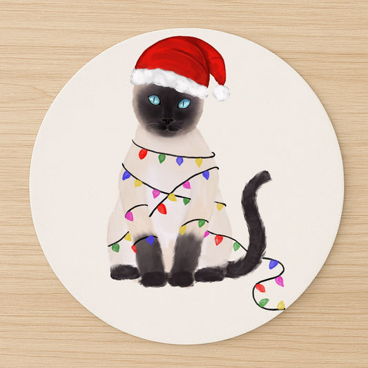 Christmas Siamese Cat Mousepad - MerikaArt