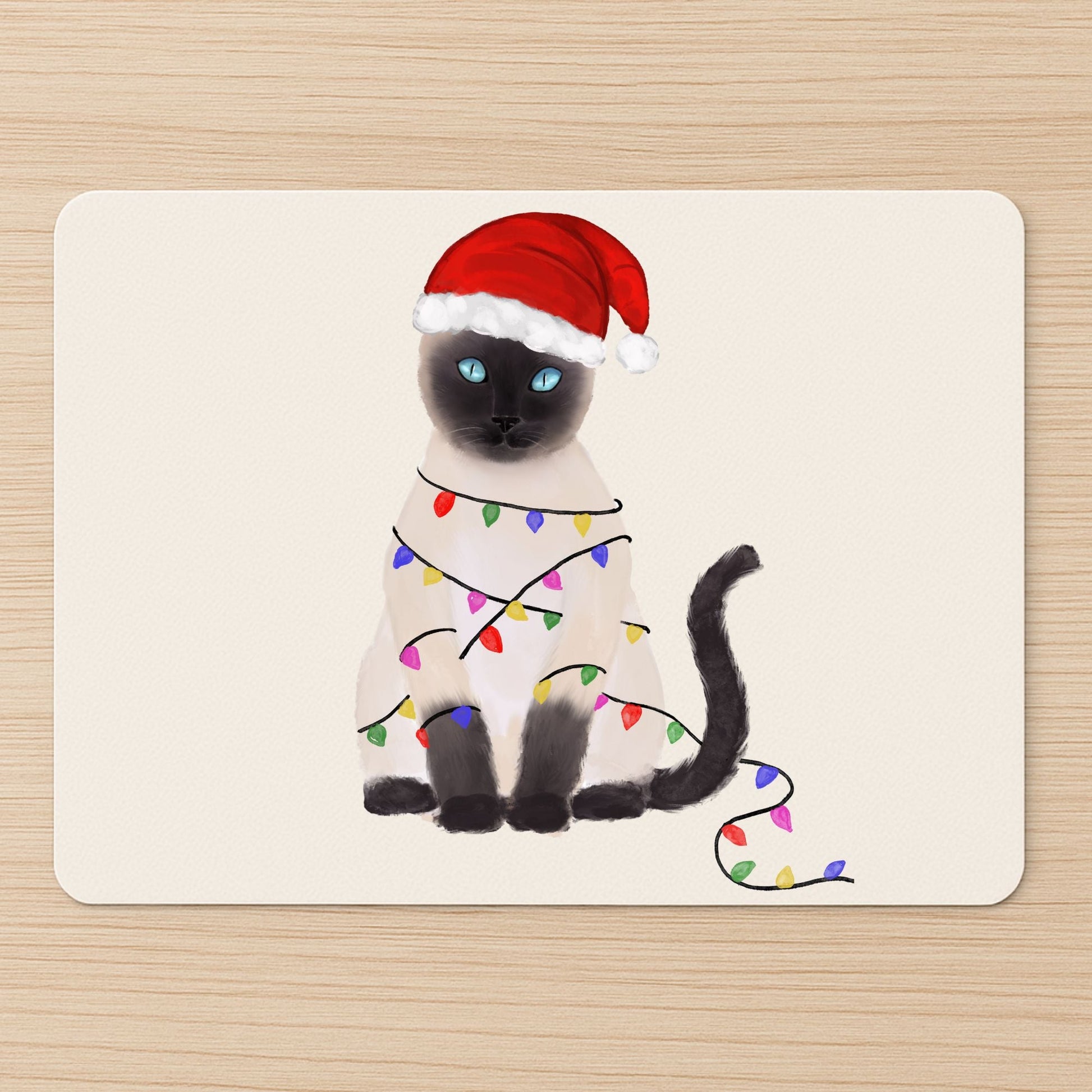 Christmas Siamese Cat Mousepad - MerikaArt