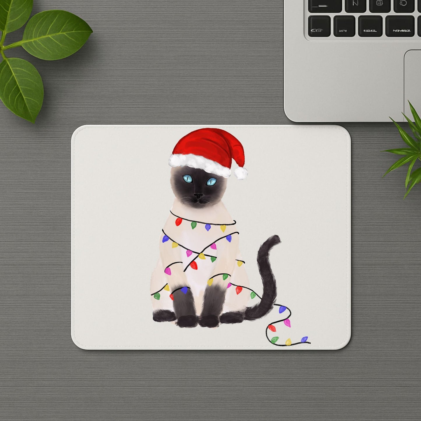 Christmas Siamese Cat Mousepad - MerikaArt