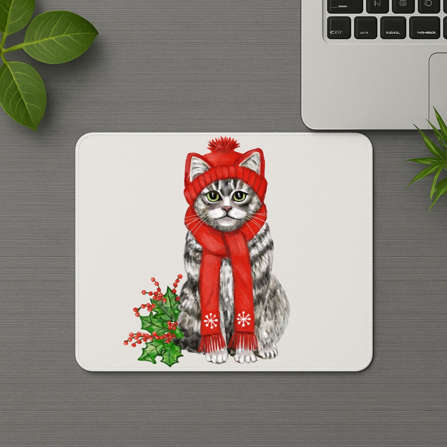 Christmas Tabby Cat Mousepad - MerikaArt