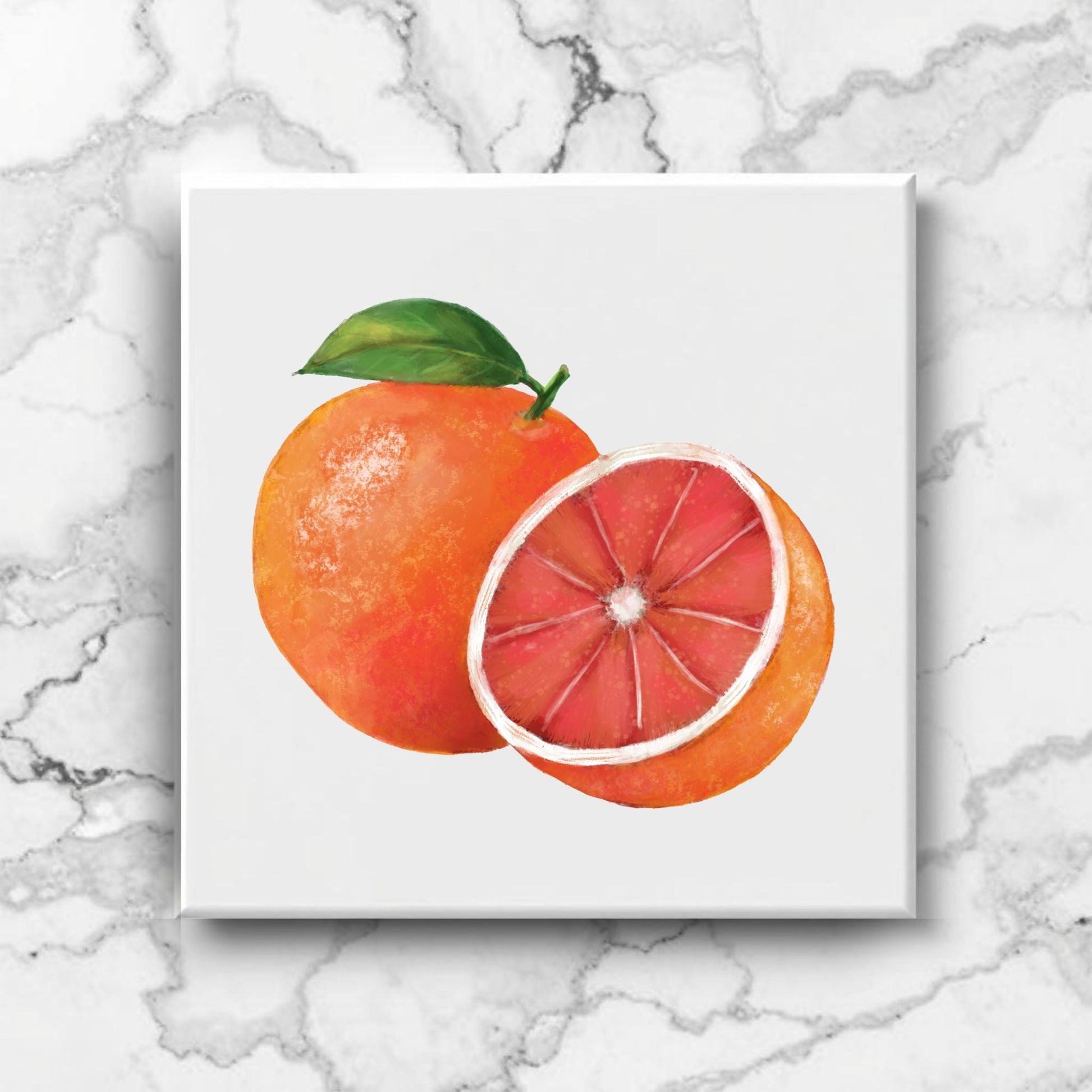 Citrus Delight Ceramic Tile – Handcrafted Orange Art - MerikaArt