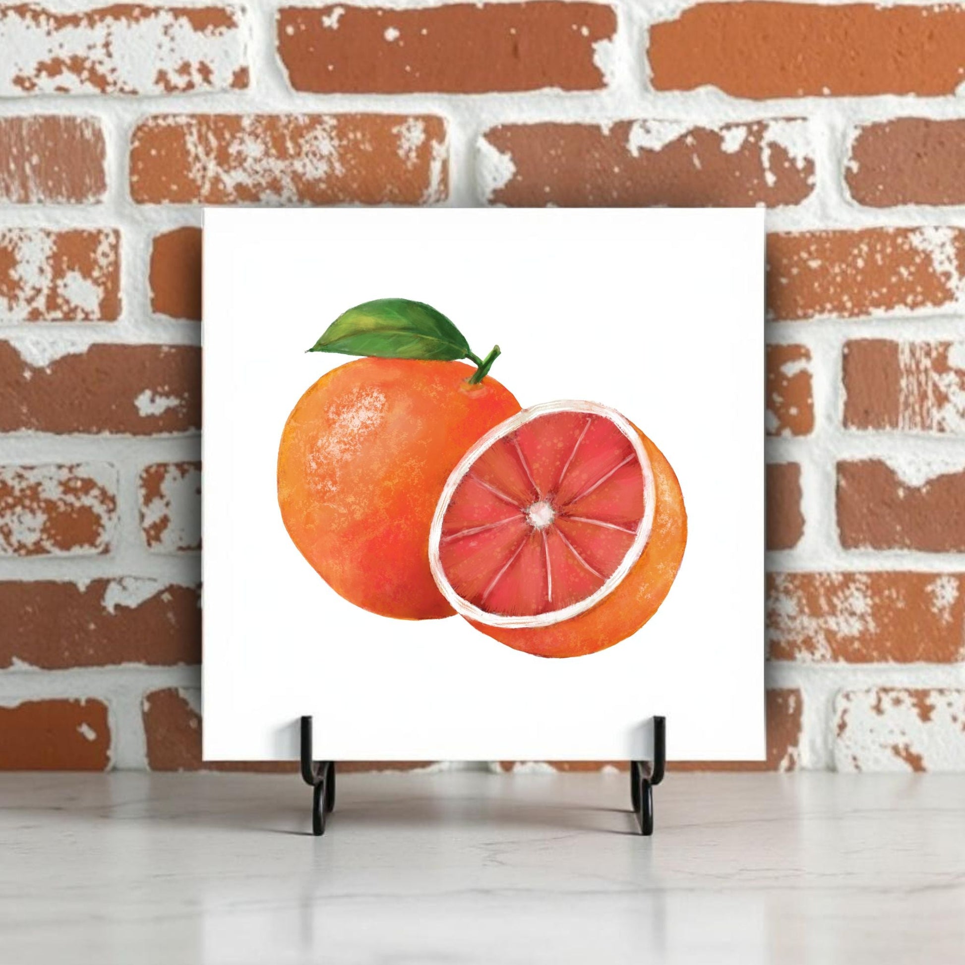 Citrus Delight Ceramic Tile – Handcrafted Orange Art - MerikaArt