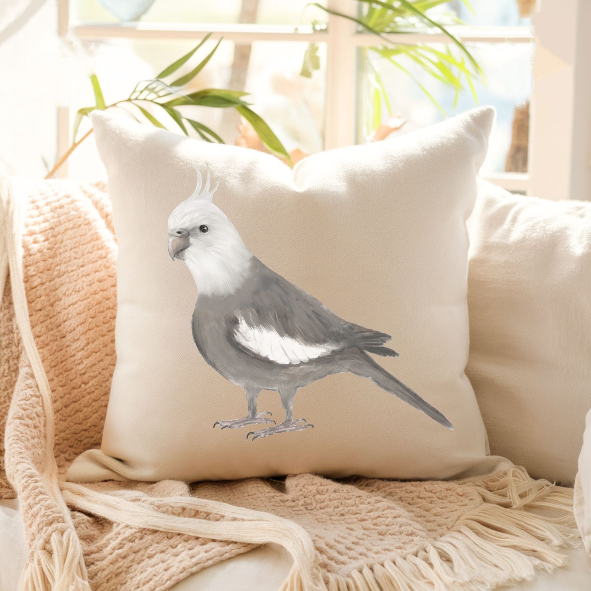 Cockatiel Bird Pillow - MerikaArt