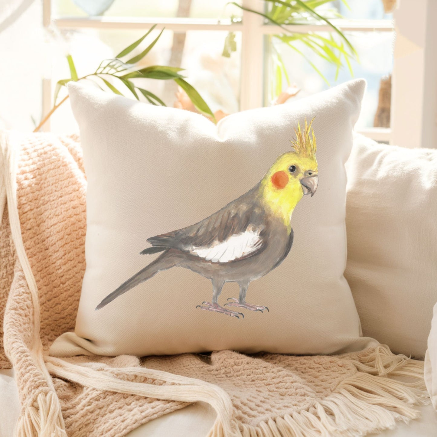 Cockatiel Bird Pillow - MerikaArt