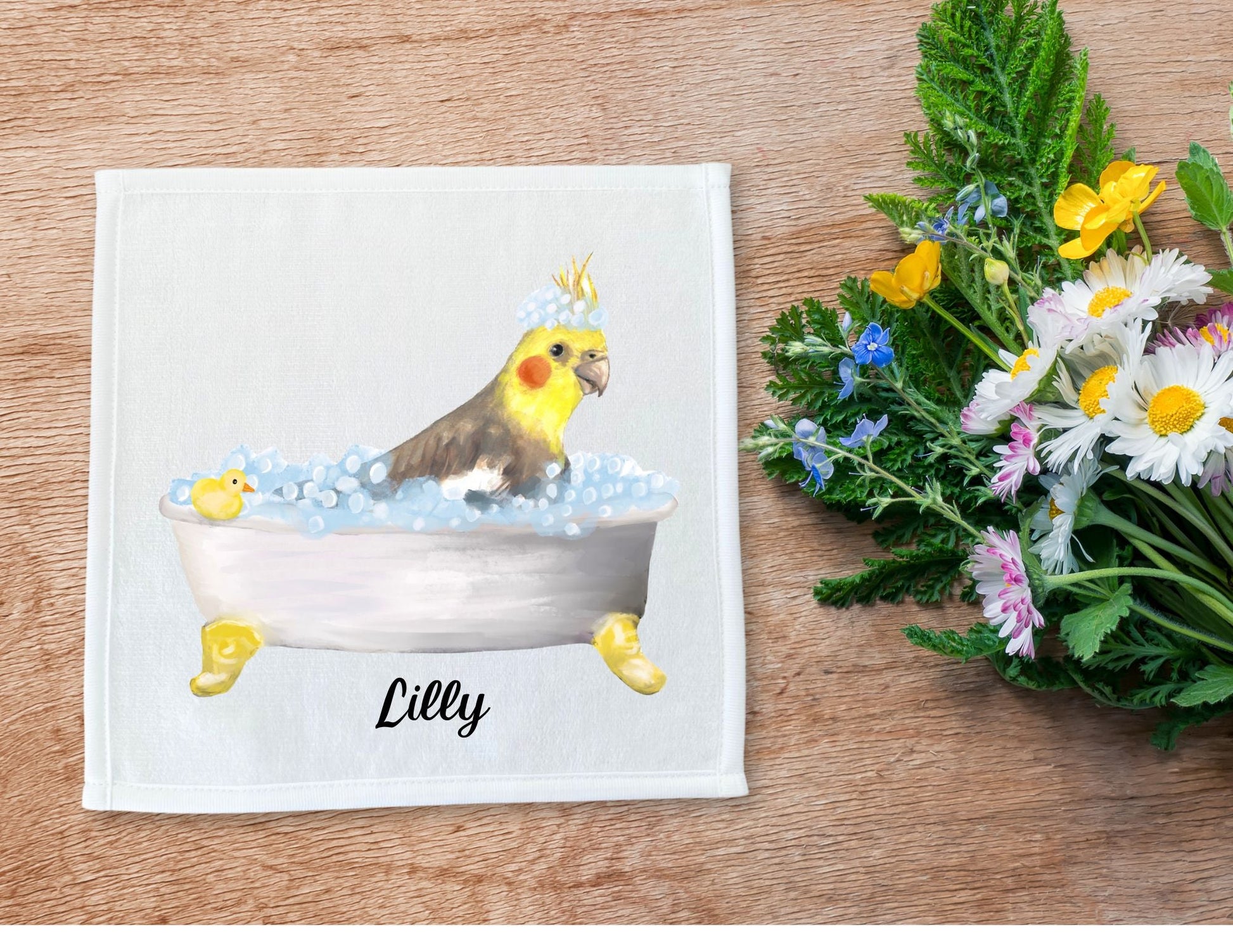 Cockatiel Bubble Bath Washcloth – A Whimsical Gift for Bird Enthusiasts - MerikaArt