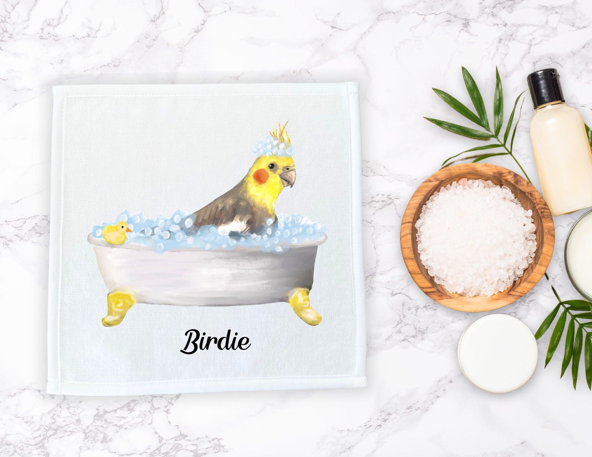 Cockatiel Bubble Bath Washcloth – A Whimsical Gift for Bird Enthusiasts - MerikaArt