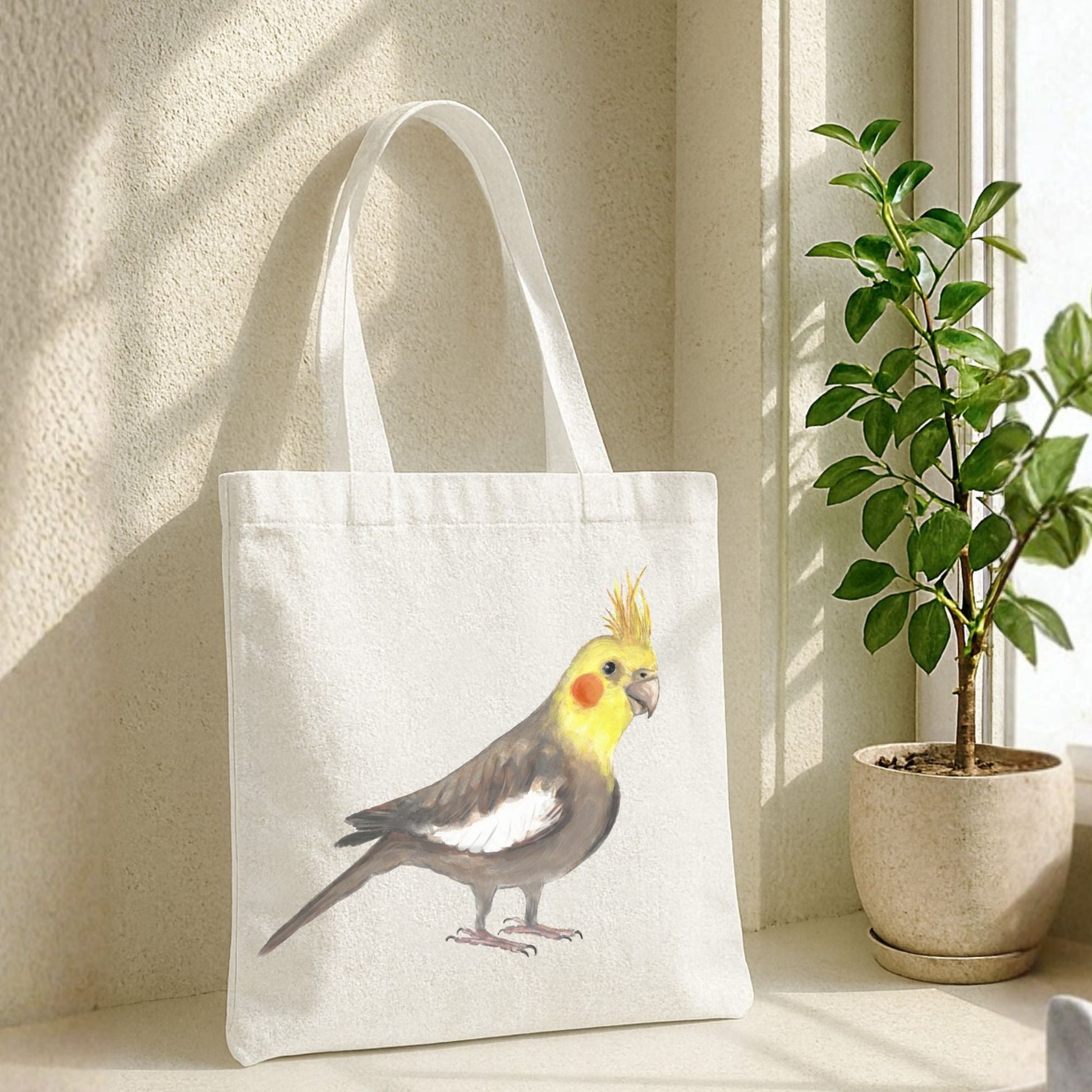 Cockatiel Canvas Tote Bag - MerikaArt