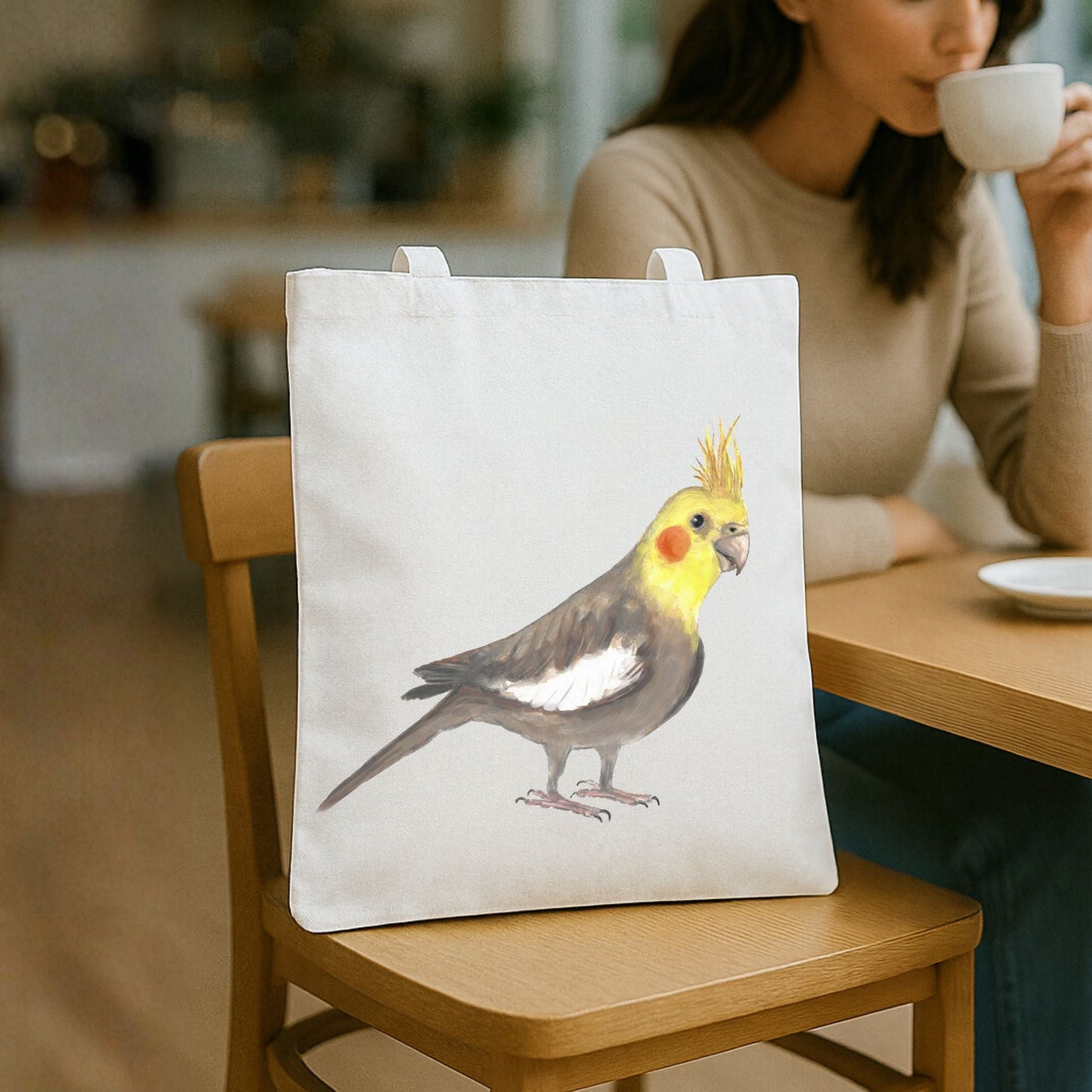 Cockatiel Canvas Tote Bag - MerikaArt