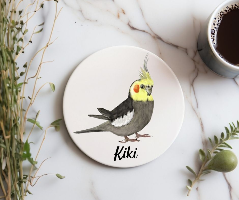 Cockatiel Ceramic Coaster - MerikaArt