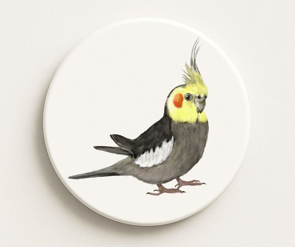 Cockatiel Ceramic Coaster - MerikaArt