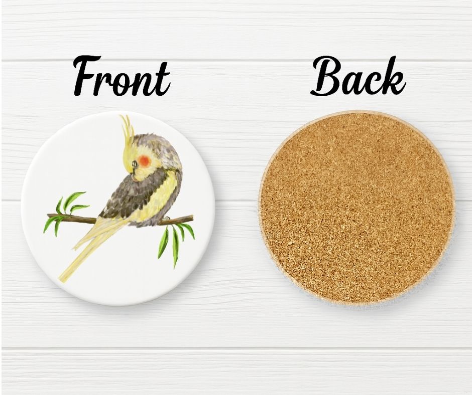 Cockatiel Ceramic Coaster - MerikaArt